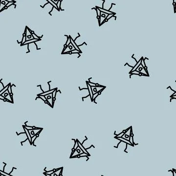 Pyramid geometric shape character line vector seamless pattern 库存插图