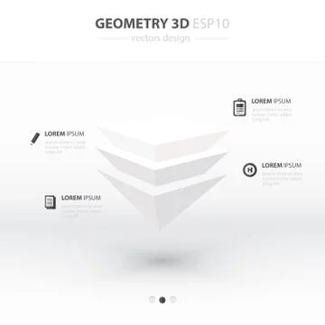 Pyramid  Geometry Abstract 3D Infographic And Icons Design white Color Style. Stock Illustration