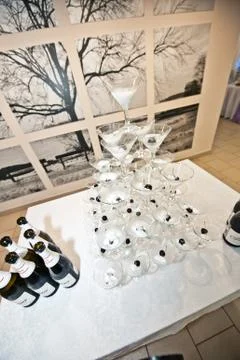 Pyramid from glasses. 스톡 사진