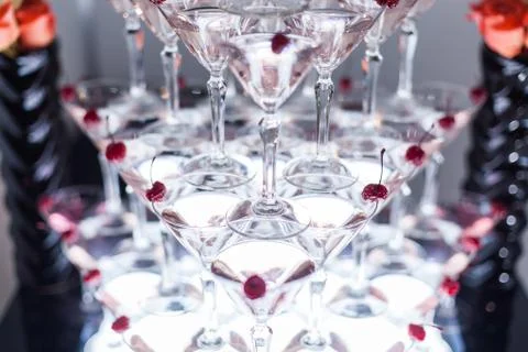Pyramid from glasses. Stock Photos