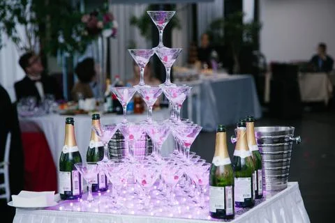 Pyramid of glasses Stock Photos