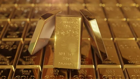 Pyramid of gold bars as an good idea of stability and reasonable investments Видео 280511679