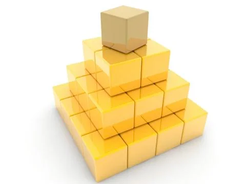 Pyramid of golden cubes Stock Illustration