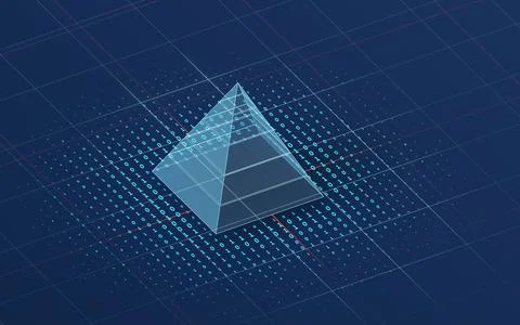 Pyramid graphics and data analysis, 3d rendering. Stock Illustration