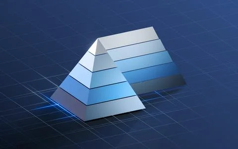 Pyramid graphics and data analysis, 3d rendering. Illustrazione stock