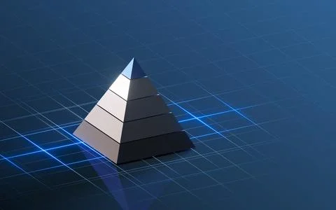 Pyramid graphics and data analysis, 3d rendering. Stock Illustration