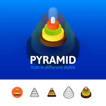 Pyramid icon in different style Stock Illustration