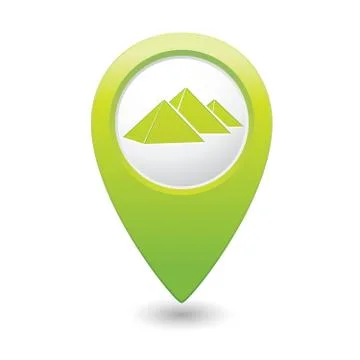 Pyramid icon on map pointer green Stock Illustration