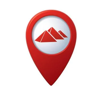 Pyramid icon on map pointer red Stock Illustration
