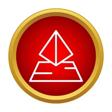 Pyramid icon in red circle button 스톡 일러스트