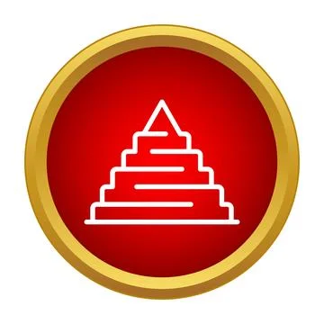 Pyramid icon in red circle button design Illustrazione stock