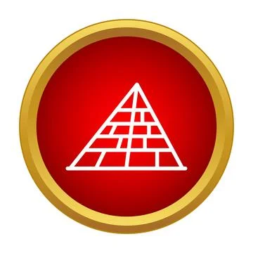 Pyramid icon in red circle button design Stock-Illustration