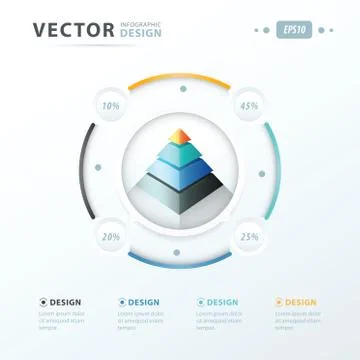 Pyramid infographic template design Stock Illustration