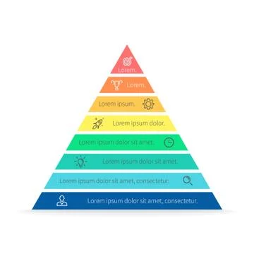 Pyramid for infographics. Vector chart, diagram with 8 steps, options. Stock Illustration