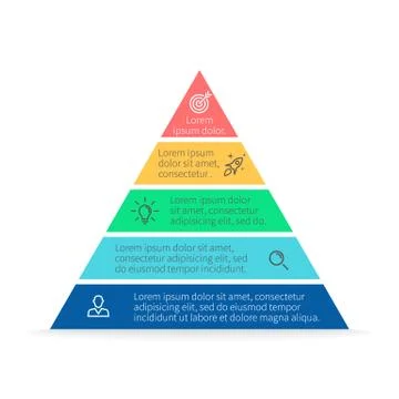 Pyramid for infographics. Vector chart, diagram with 5 steps, options. Stock Illustration