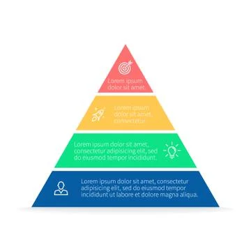 Pyramid for infographics. Vector chart, diagram with 4 steps, options. Stock Illustration