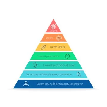 Pyramid for infographics. Vector chart, diagram with 7 steps, options. Stock Illustration