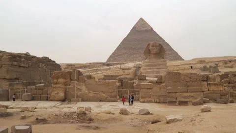 Pyramid of Khafre and Great Sphinx Stock Footage 147590762