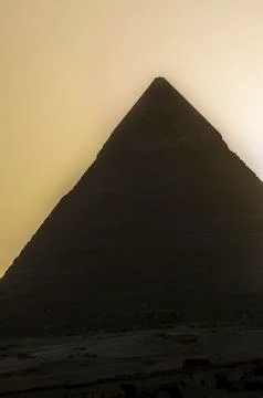 The Pyramid of Khafre at the sunset Stock Photos