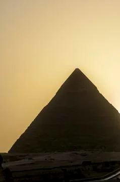 The Pyramid of Khafre at the sunset Stock Photos