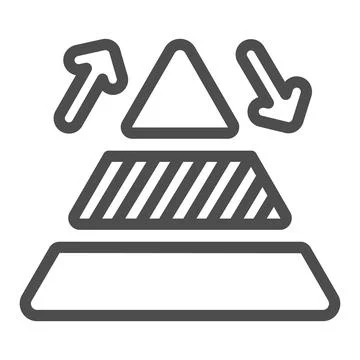 Pyramid line chart with arrows line icon, diagram concept, triangular graph Stockillustratie