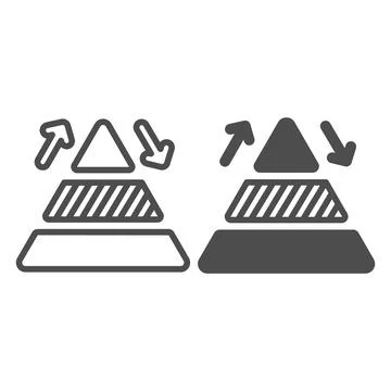 Pyramid line chart with arrows line and solid icon, diagram concept, triangular Stockillustratie