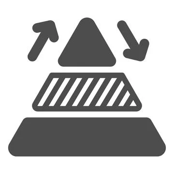 Pyramid line chart with arrows solid icon, diagram concept, triangular graph Stockillustratie