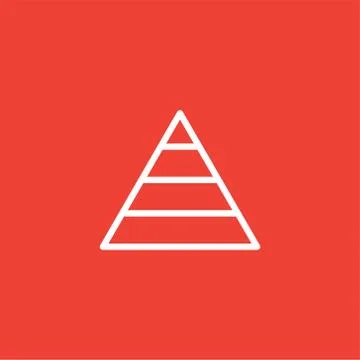 Pyramid Line Icon On Red Background. Red Flat Style Vector Illustration Stock Illustration