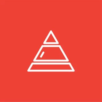 Pyramid Line Icon On Red Background. Red Flat Style Vector Illustration Illustrazione stock