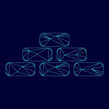 Pyramid low poly triangulation triangulated polygonal electric cyan blue vibr Stock Illustration