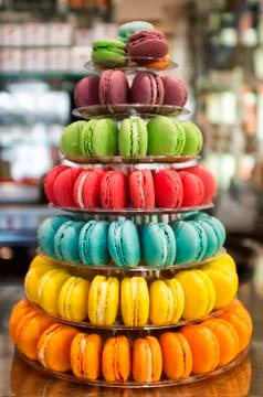 Pyramid of macarons Stock Photos
