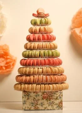 Pyramid of macaroons 스톡 사진