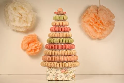 Pyramid of macaroons Stock Photos