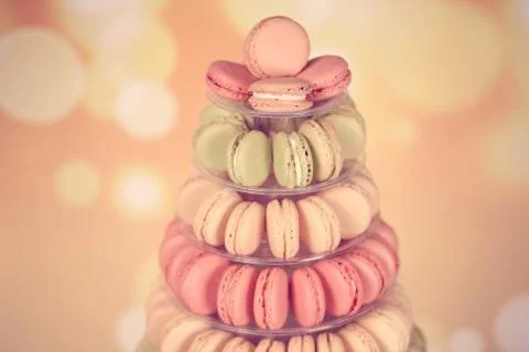 Pyramid of macaroons Stock Photos