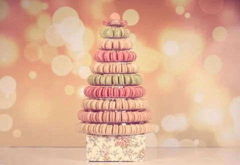Pyramid of macaroons Stock Photos