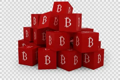 Pyramid made of red cube with a B sign on each side Foto stock