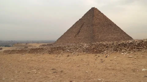 The Pyramid of Menkaure is the smallest of the three main Pyramids of Giza Stock Footage 154093404