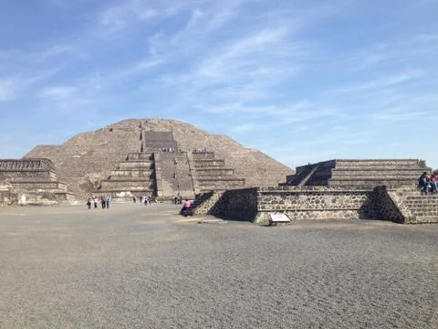The Pyramid of the Moon and surrounding structures at Teotihuacan Stock Photos