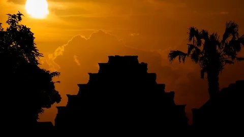 Pyramid of the Niches or De Los Nidos in Tajn, Time Lapse at Sunset, Mexico Stock Footage 126998533