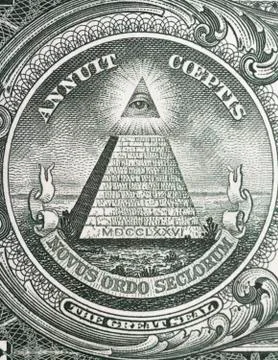 Pyramid on one dollar bill Stock Photos