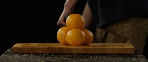 Pyramid Of Oranges Being Smashed In Slow Motion 스톡 동영상 105380382