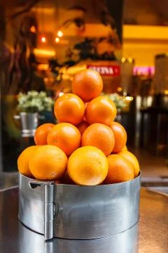 Pyramid of oranges Stock Photos