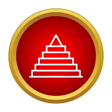 Pyramid outline icon on red circle button Stock Illustration