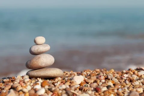 Pyramid of pebbles Stock Photos