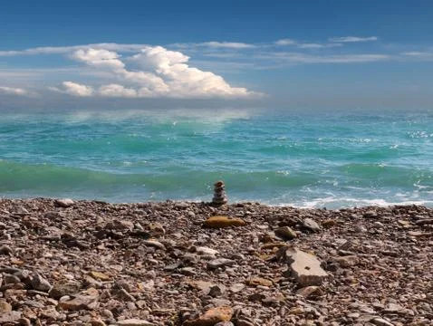Pyramid of pebbles Stock Photos