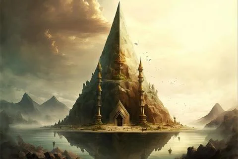 A Pyramid On A Peninsula Stock Illustration