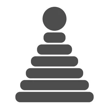 Pyramid with plastic rings solid icon, kid toys concept, plastic child toy sign Stock Illustration