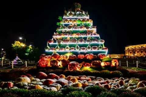 Pyramid of pumpkins Stock Photos