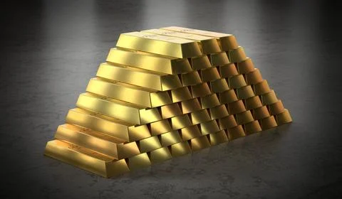 Pyramid Pyramid Stack of Gold Bars - 3d illustration Stock Illustration
