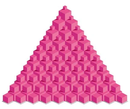 Pyramid of red cubes, illustration Illustrazione stock